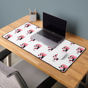 Christmas Penguin in a Hat and Scarf on Skates Desk Mat