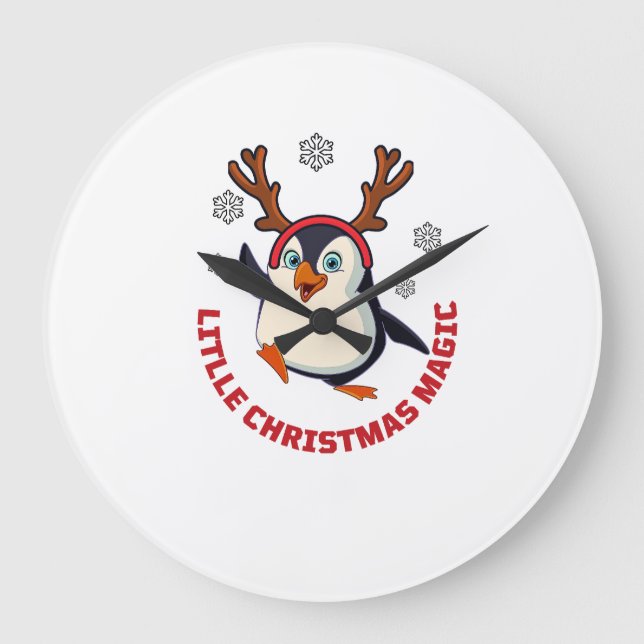 Christmas penguin large clock (Front)