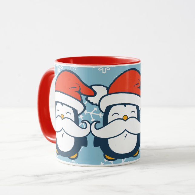 Christmas Penguin Moustache Trend Mug (Front Left)