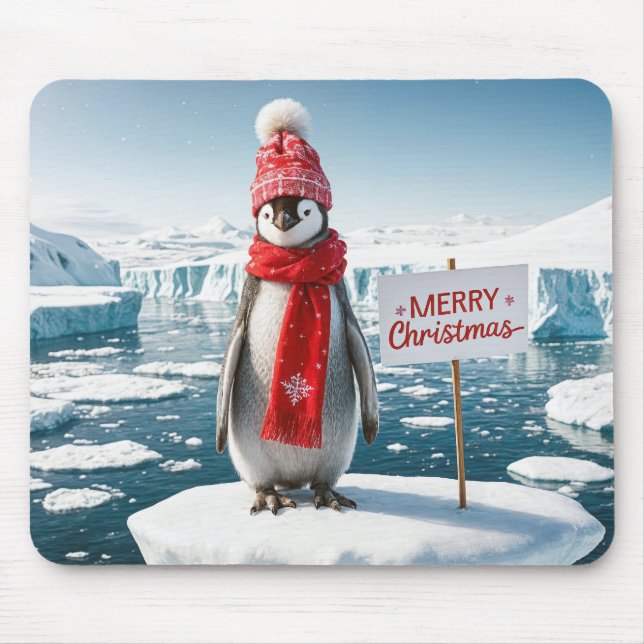 Christmas Penguin On An Iceberg Mouse Pad (Front)