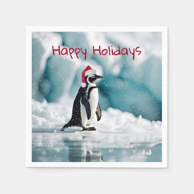 Christmas Penguin On Iceberg Napkin (Front)