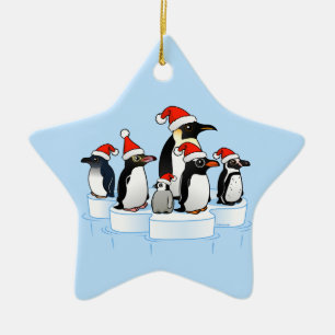 Christmas Penguin Party Ceramic Tree Decoration