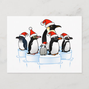Christmas Penguin Party Holiday Postcard