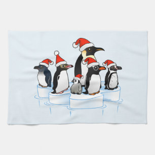 Christmas Penguin Party Tea Towel