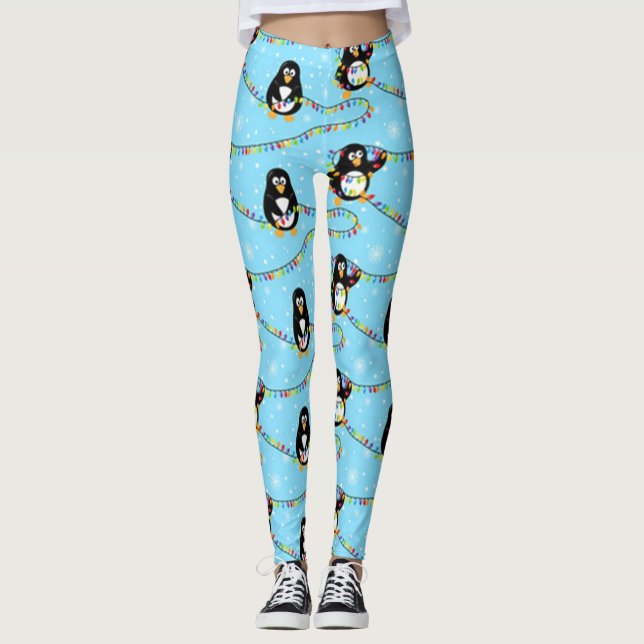 Christmas Penguin Pattern Leggings (Front)