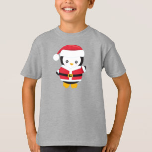 Christmas Penguin, Penguin With Santa Hat, Belt T-Shirt