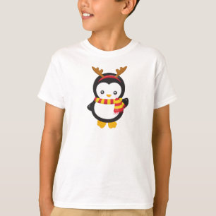 Christmas Penguin, Penguin With Scarf, Antlers T-Shirt