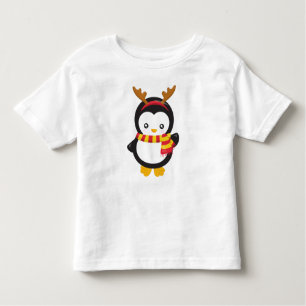 Christmas Penguin, Penguin With Scarf, Antlers Toddler T-Shirt