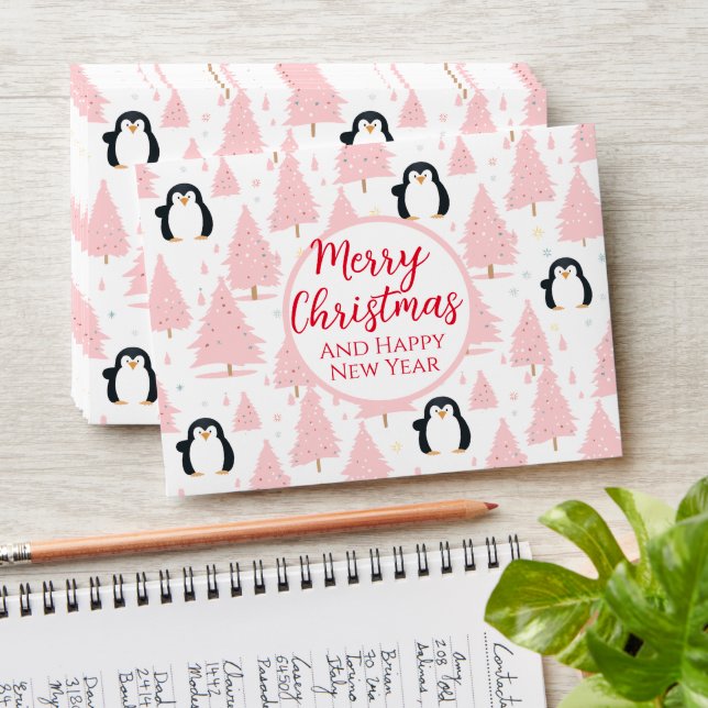 Christmas Penguin Pink Cash Gift  Envelope (Stacked)