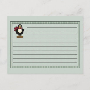 Christmas Penguin Recipe Notecard Postcard