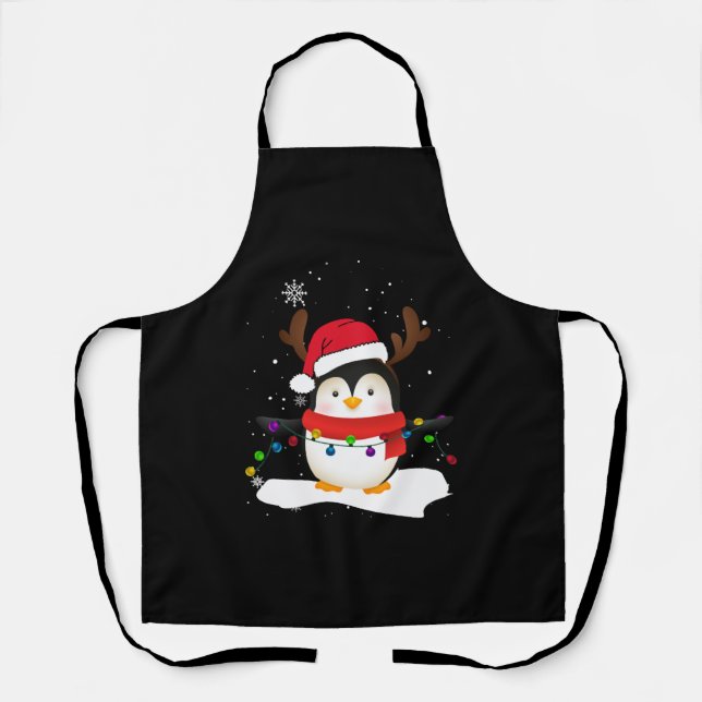 Christmas Penguin Reindeer Christmas tree Apron (Front)
