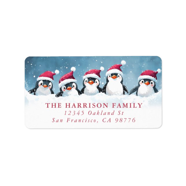 Christmas Penguin Return Address Label (Front)