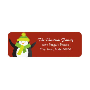 Christmas Penguin Return Address Label
