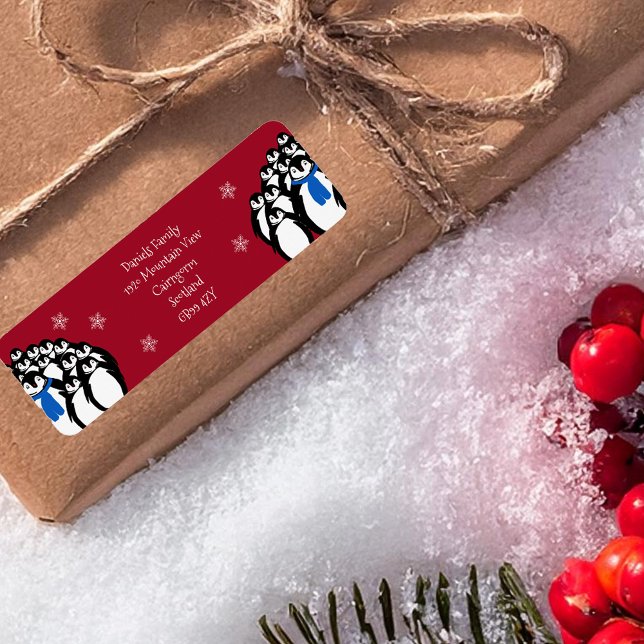 Christmas Penguin Return Address Red Label (Creator Uploaded)