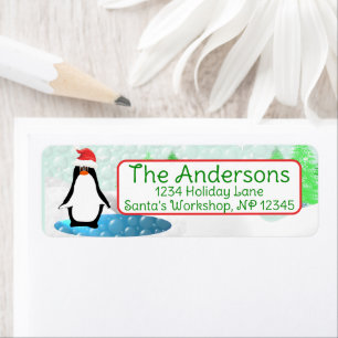 Christmas Penguin Return Address Return Address Label