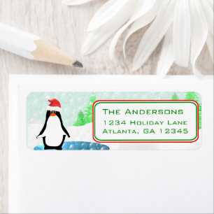Christmas Penguin Return Address Return Address Label