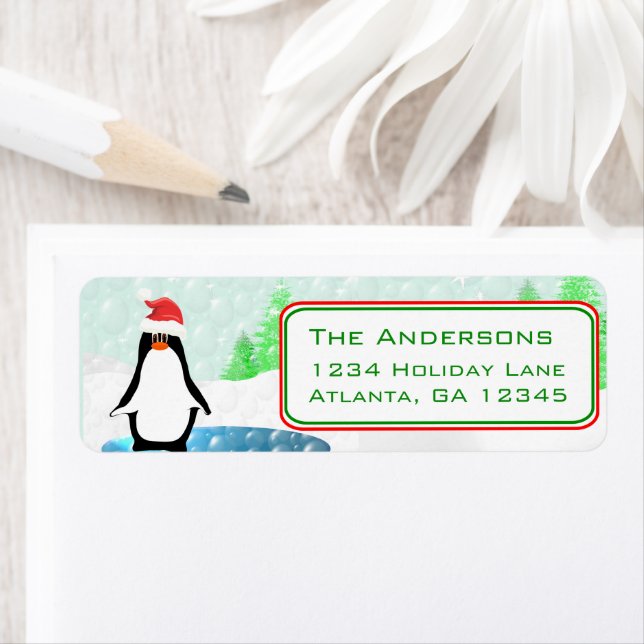 Christmas Penguin Return Address Return Address Label (Insitu)