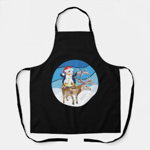 christmas Penguin riding a elk Apron