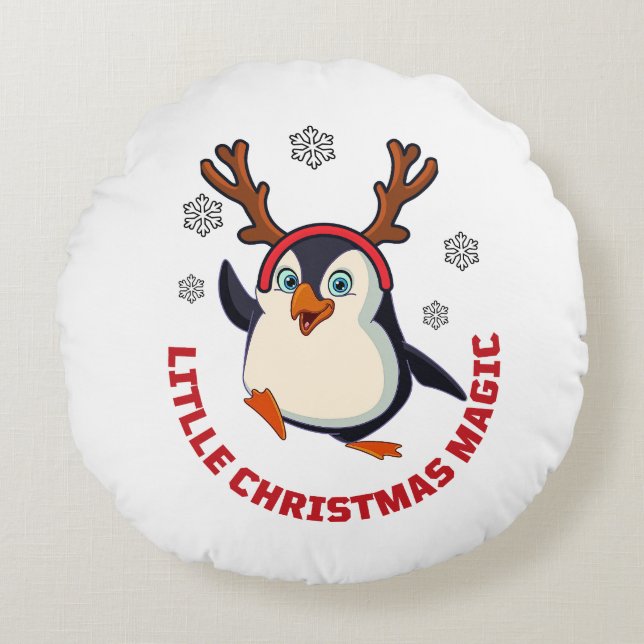 Christmas penguin round cushion (Front)