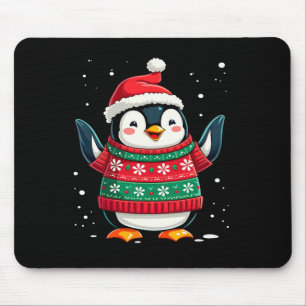 Christmas Penguin Santa Mouse Pad