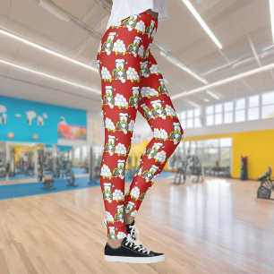Christmas penguin sitting with snow balls leggings