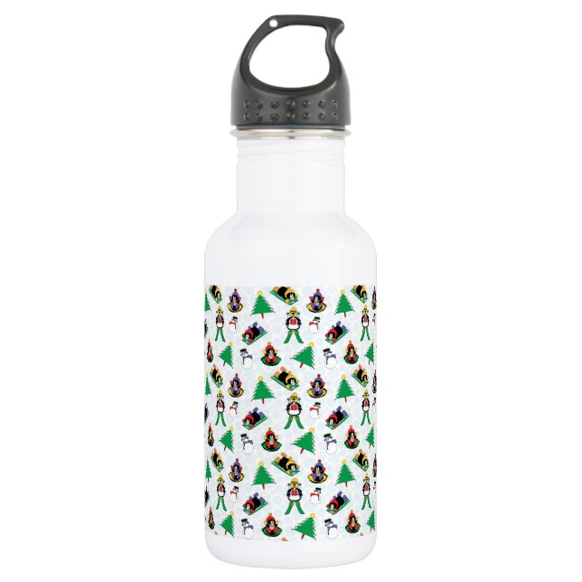 Christmas penguin skiing 532 ml water bottle (Front)