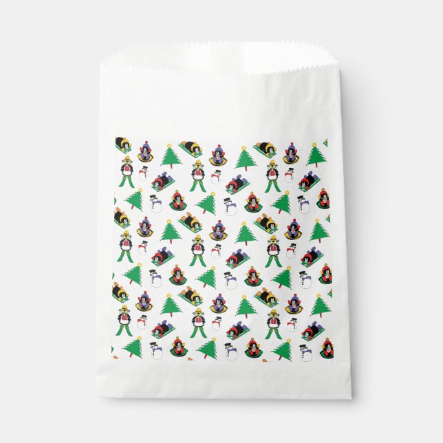 Christmas penguin skiing favour bag (Front)
