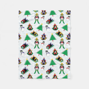 Christmas penguin skiing fleece blanket