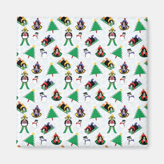 Christmas penguin skiing magnet (Front)