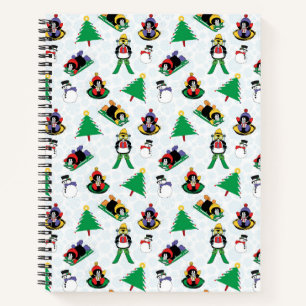 Christmas penguin skiing notebook