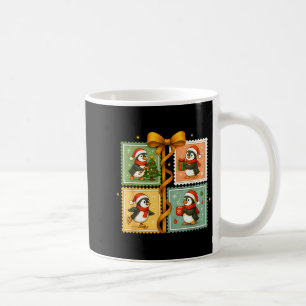 Christmas Penguin Stamp Collage  Coffee Mug