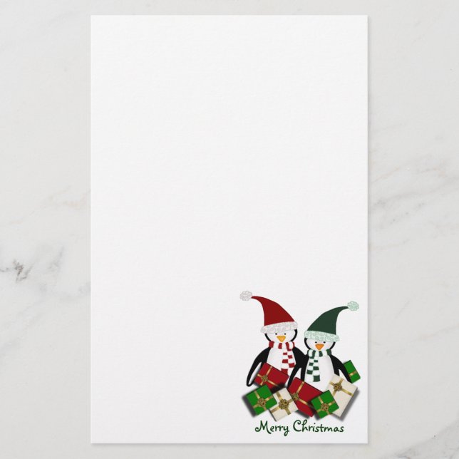 Christmas Penguin Stationary Stationery (Front)