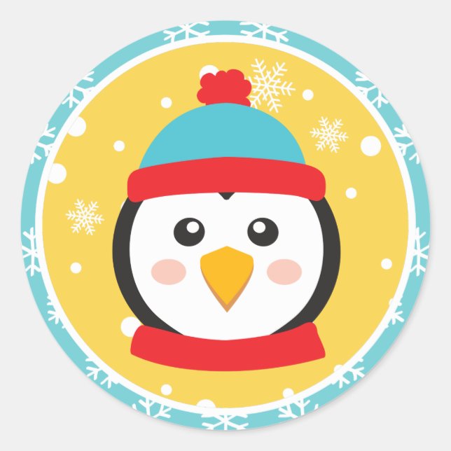 Christmas - Penguin Stickers (Round) (Front)