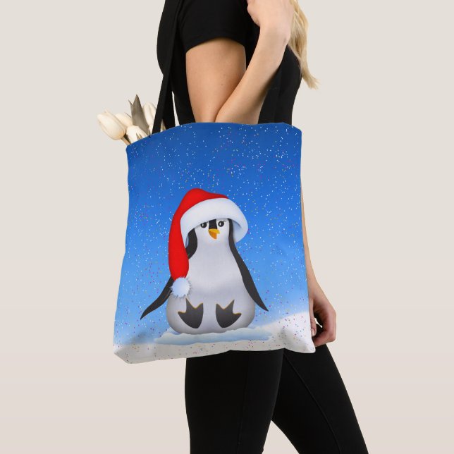 Christmas Penguin Tote Bag (Close Up)