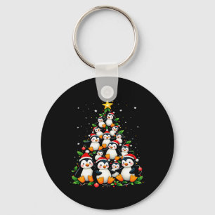 Christmas Penguin Tree Cute Holiday Animal Key Ring