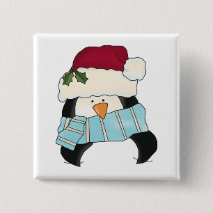 Christmas Penguin Tshirts and Gifts 15 Cm Square Badge