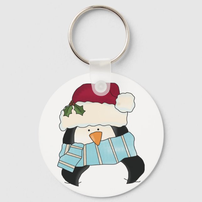 Christmas Penguin Tshirts and Gifts Key Ring (Front)