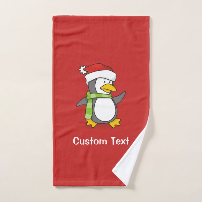 Christmas penguin walking on snow bath towel set (Hand Towel)