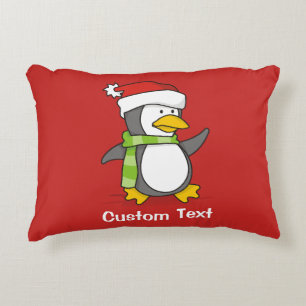 Christmas penguin walking on snow decorative cushion