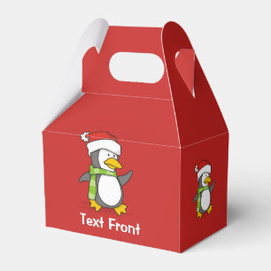 Christmas penguin walking on snow favour box