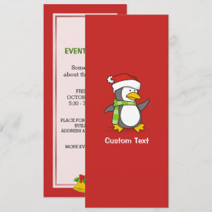 Christmas penguin walking on snow invitation