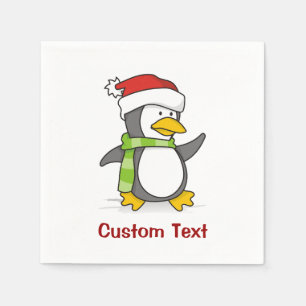 Christmas penguin walking on snow napkin