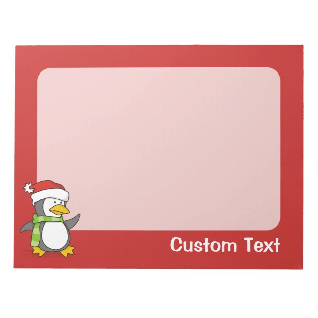 Christmas penguin walking on snow notepad (Front)