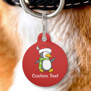 Christmas penguin walking on snow pet tag