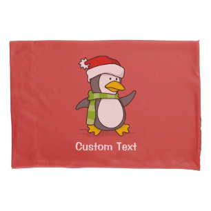 Christmas penguin walking on snow pillowcase