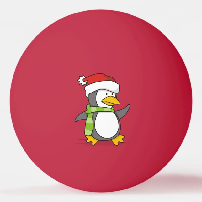 Christmas penguin walking on snow ping pong ball (Front)