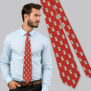 Christmas penguin walking on snow tie