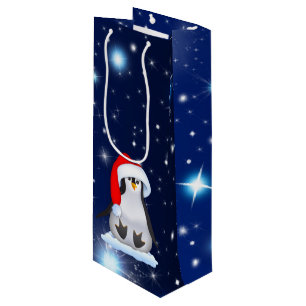 Christmas Penguin Wine Gift Bag