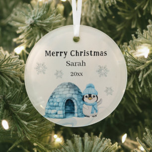 Christmas penguin winter child glass tree decoration