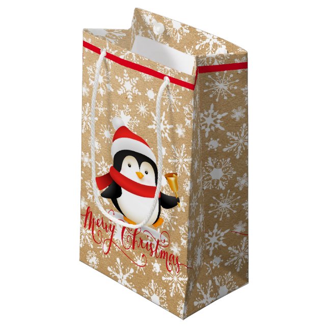  Christmas penguin with bell on paper bag look (Front Angled)